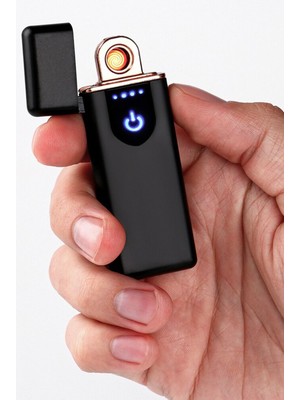 Techno Station Alevsiz Çakmak Dokunmatik Dokunmatik USB Şarjlı Anti Rüzgar Uzun Ömürlü Rüzgar Çakmak