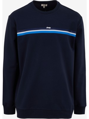 Jeep Jeep Bisiklet Yaka Baskılı Lacivert Erkek SweatShirt J5SM-SWT7230