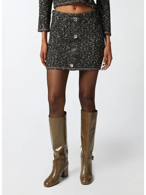 Pinko Yüksek Bel Siyah Kadın Düz Kısa Etek 103964-A21R/ZM7