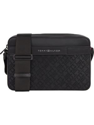 Tommy Hilfiger Siyah Erkek Postacı Çantası Th Monogram Ew Reporter