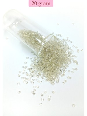 Just Cheap Store Dökme Cam Kum Boncuk (11/0) 2 mm - 20 Gram -  Şeffaf Beyaz - BNC018