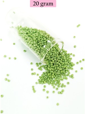 Just Cheap Store Dökme Cam Kum Boncuk (11/0) 2 mm - 20 Gram -  Açık Yeşil - BNC003