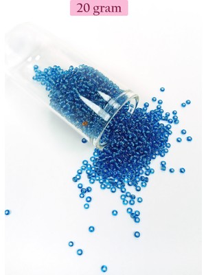 Just Cheap Store Dökme Cam Kum Boncuk (11/0) 2 mm - 20 Gram -  Şeffaf Mavi - BNC007