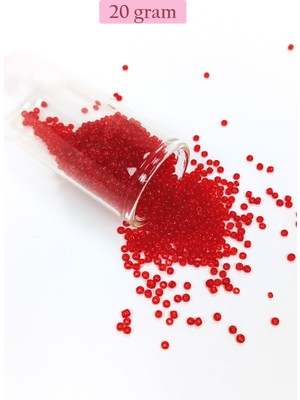 Just Cheap Store Dökme Cam Kum Boncuk (11/0) 2 mm - 20 Gram -  Şeffaf Kırmızı - BNC021