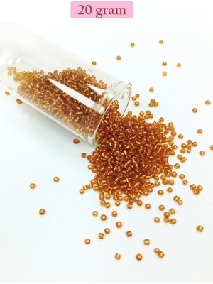 Just Cheap Store Dökme Cam Kum Boncuk (11/0) 2 mm - 20 Gram -  Koyu Bal Rengi - BNC035