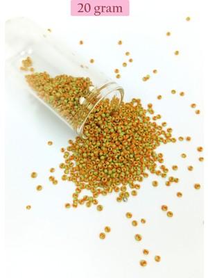 Just Cheap Store Dökme Cam Kum Boncuk (11/0) 2 mm - 20 Gram -  Sarı Turuncu - BNC031