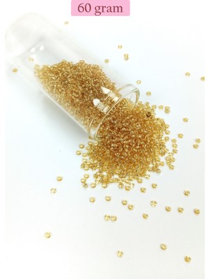 Dökme Cam Kum Boncuk (11/0) 2 mm - 60 Gram -  Şeffaf Bal Rengi - BNC068