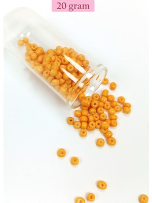 Just Cheap Store Dökme Cam Kum Boncuk Büyük Boy (6/0) 4 mm - 20 Gram - Açık Turuncu - BNC095