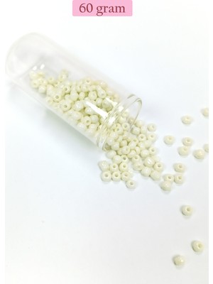 Just Cheap Store Dökme Cam Kum Boncuk Büyük Boy (6/0) 4 mm - 60 Gram - Krem - BNC107