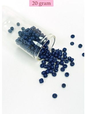 Just Cheap Store Dökme Cam Kum Boncuk Büyük Boy (6/0) 4 mm - 20 Gram - Koyu Mavi - BNC078