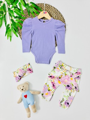 Alp Bebe Michigan Floral Desing Balon Kol  Takım - Lila