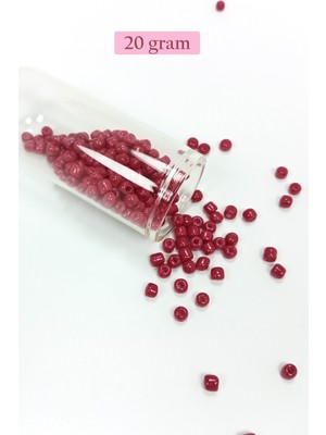 Just Cheap Store Dökme Cam Kum Boncuk Büyük Boy (6/0) 4 mm - 20 Gram - Bordo - BNC097