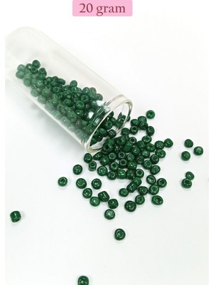 Just Cheap Store Dökme Cam Kum Boncuk Büyük Boy (6/0) 4 mm - 20 Gram - Koyu Yeşil - BNC104