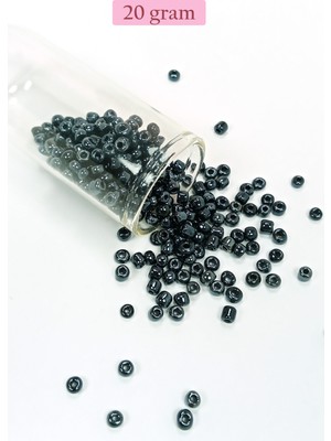 Just Cheap Store Dökme Cam Kum Boncuk Büyük Boy (6/0) 4 mm - 20 Gram - Siyah - BNC084