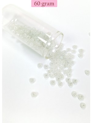 Just Cheap Store Dökme Cam Kum Boncuk Büyük Boy (6/0) 4 mm - 60 Gram - Inci Beyaz - BNC117