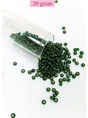 Just Cheap Store Dökme Cam Kum Boncuk Büyük Boy (6/0) 4 mm - 20 Gram - Şeffaf Koyu Yeşil - BNC100