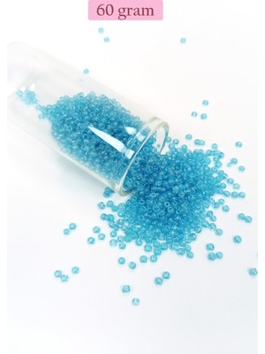 Just Cheap Store Dökme Cam Kum Boncuk (11/0) 2 mm - 60 Gram -  Şeffaf Camgöbeği - BNC058