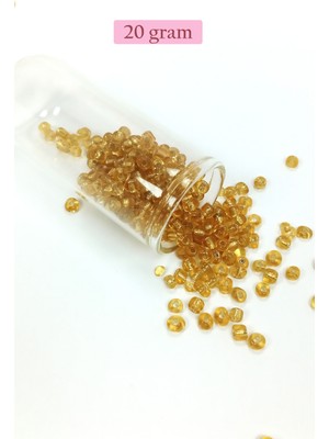 Just Cheap Store Dökme Cam Kum Boncuk Büyük Boy (6/0) 4 mm - 20 Gram - Şeffaf Bal - BNC083