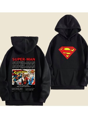 Superman Hoodie Siyah Sweatshirt