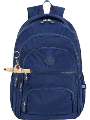 Alanç Gift Lüks Krinkıl Unisex Suya Dayanıklı Kumaş Lise ve Ortaokul Sırt Çantası, Çok Gözlü Okul Çantası