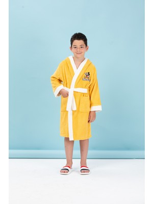 Özdilek Mickey Mouse Happy Nakışlı Disney  Kapüşonlu Çocuk Bornozu 7/8 Yaş