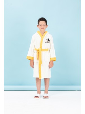 Özdilek Mickey Mouse Star Nakışlı Disney  Kapüşonlu Çocuk Bornozu 9/10 Yaş