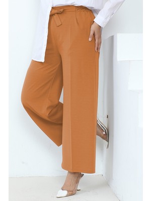 Meva Kemerli Bol Paça Pantolon 648 - Vizon