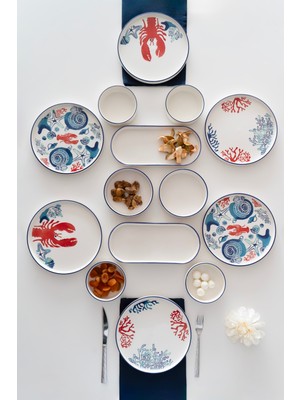Kevin Seramik Hand Made 14 Parça 6 Kişilik Mercan Kahvaltı Takımı