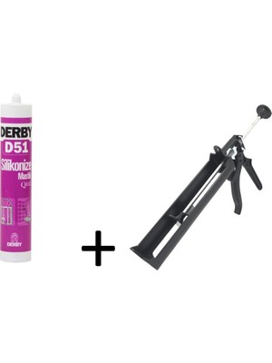 Derby Beyaz Silikonize Mastik 500GR -Plastik Tabanca Set