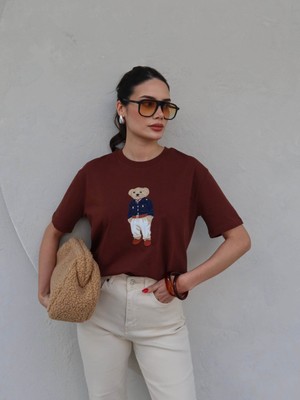 Esra Helvacı Teddy Bear Nakışlı T-Shirt