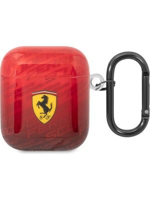 Ferrari Airpods Kılıf Orjinal Lisanslı Parlak Klasik Logolu Sf Desenli Kılıf Kırmızı