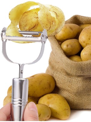 Techno Station Paslanmaz Çelik Çok Fonksiyonlu Sebze Soyucu-Gümüş Jülyen Meyve Sebze Soyucu Soyacak