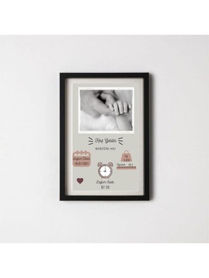 Çılgıntrend Yeni Doğan Bebek Bilgileri Yazılı Kişiye Özel Bebek Odası Çerçeve