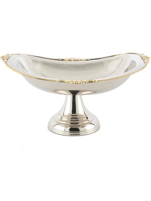 Mikasa Moor Gold Gümüş Ayaklı Gondol Tabak 28 x 20 x 14 cm