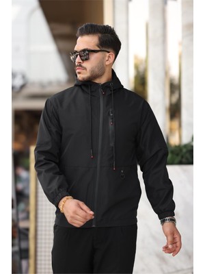 Rotta Fermuar Detaylı Cepli Su Itici Slim Fit Erkek Yağmurluk Mont
