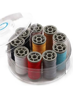 Dikiş Ipi Seti Kutulu 10 Renk Makara Düğme Dikme Onarma Ipi