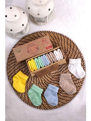 Poffibabyorganik Pamuk Unisex 5'li Kutulu Premium Yeni Doğan Bebek Çorabı