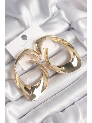 Lisinya Pirinç Gold Renk Halka Model Vintage Kadın Küpe - Lisinya