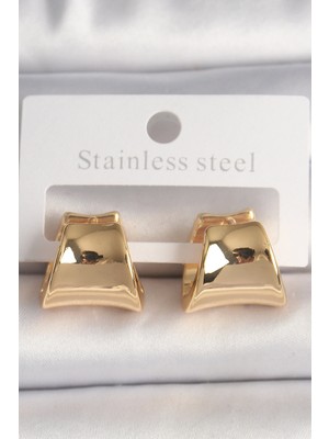 Lisinya Pirinç Gold Renk Yarım Halka Model Kadın Küpe - Lisinya