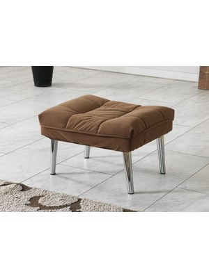 Meşe Home Smart Kılıflı Süngerli Metal Ayaklı Puf Kahverengi