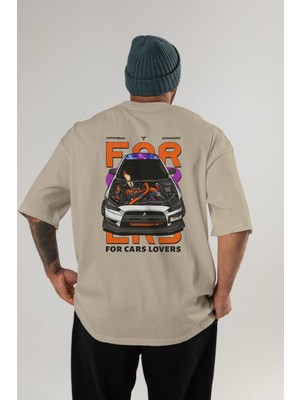 Ankhises For Cars Lovers Arka Baskılı Oversize T-Shirt Erkek Kadın Unisex  Pamuk Bisiklet Yaka Tişort
