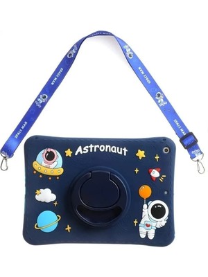 TEKNETSTORE Astronot Çocuk Kılıfı 8.7 inç Samsung Galaxy Tab A11/A9 Mavi Askılı Standlı Koruyucu