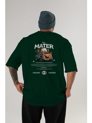 Ankhises Tow Mater Arka Baskılı Oversize T-Shirt Erkek Kadın Unisex  Pamuk Bisiklet Yaka Tişort