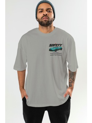 Ankhises Safety Car F1 Ön Sol Baskılı Oversize T-Shirt Erkek Kadın Unisex  Pamuk Bisiklet Yaka Tişort