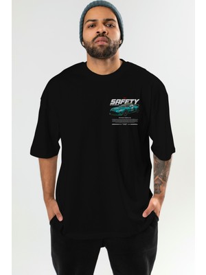 Ankhises Safety Car F1 Ön Sol Baskılı Oversize T-Shirt Erkek Kadın Unisex %100 Pamuk Bisiklet Yaka Tişort