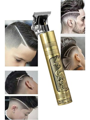 T9 Şarjlı Şık Tasarımlı Metal Gövdeli Altın Rengi Kol Bacak Yanak Vucüt Saç Sakal Kesme Makinesi