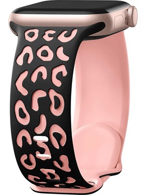 Dexmon Watch 10 42MM 6 7 8 9 Se Uyumlu 38-40-41MM Leopar Desenli Silikon Spor Kordon