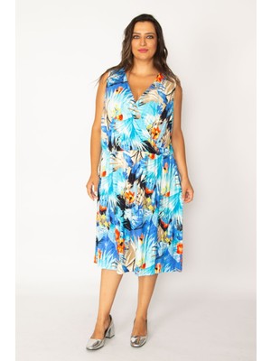 Kadın Renkli Anvelop Yakalı Renkli Elbise 65N34022