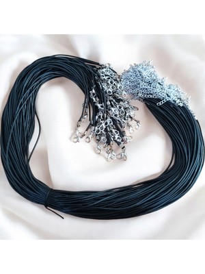 Mga Doğaltaş Deri Kolye Ipi Zincirli Model 56 cm Kolye Ipi Siyah Deri Ip