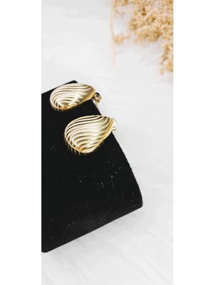 Stainless Steel Badelis Deniz Kabuğu Model Çelik Gold Küpe